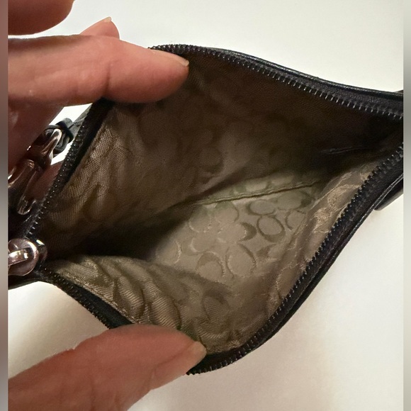 Coach Black Leather Mini Wristlet Pouch Zip Wallet - Picture 3 of 8
